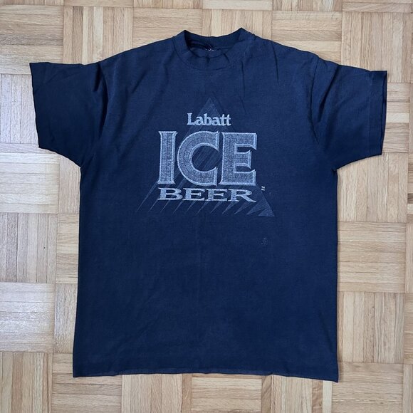 Vintage Labatt Ice Beer Graphic Tee Grey Large - Picture 1 of 3